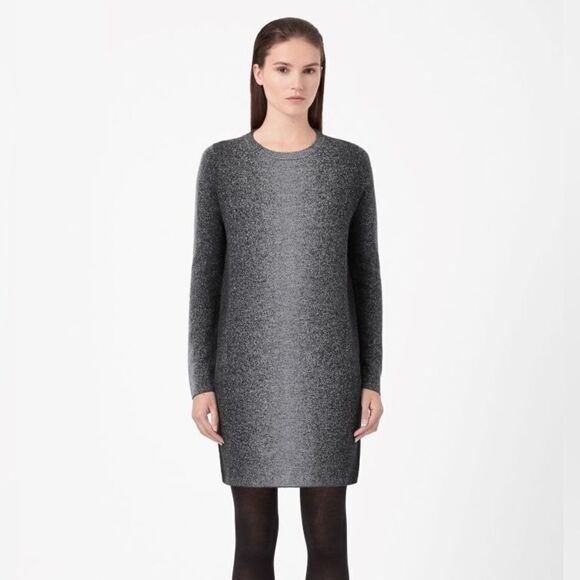 cos Dresses & Skirts - COS Sweater Dress Jacquard Tunic Jumper Wool Black Gray Long Sleeve Shift Small